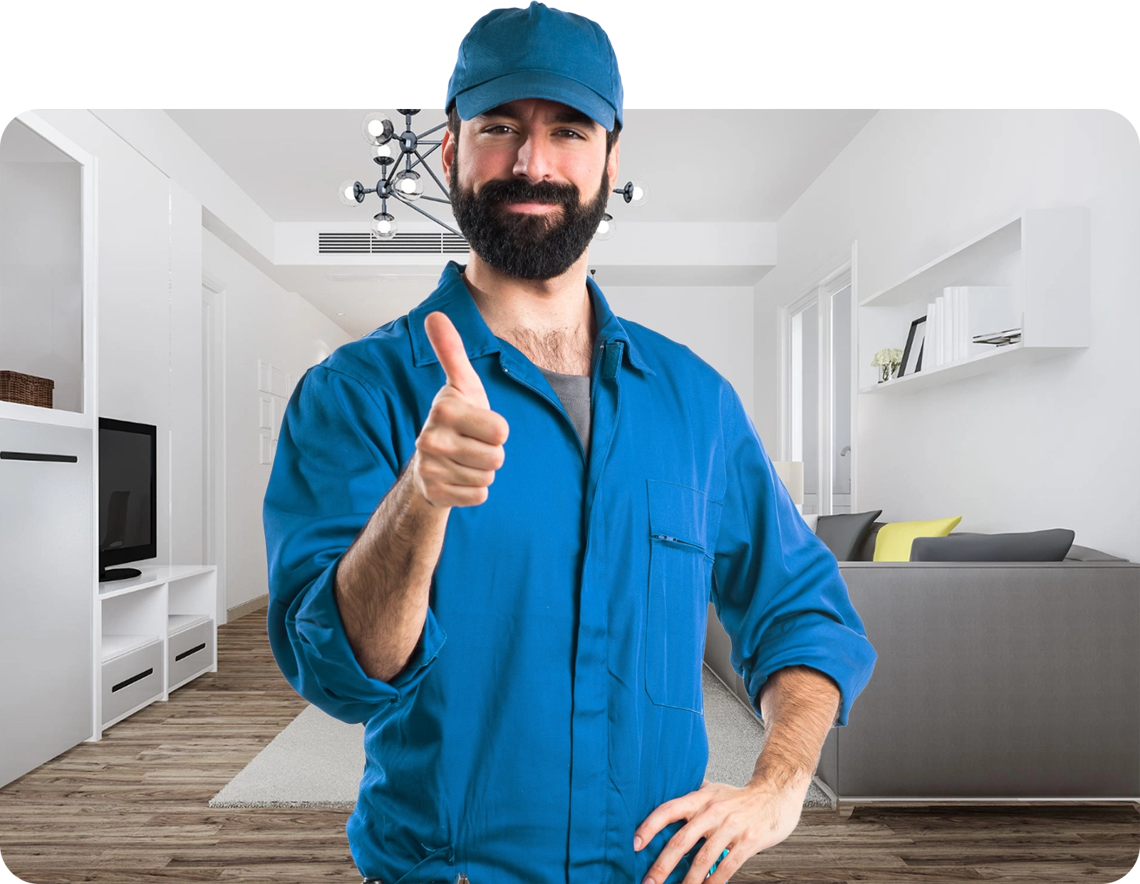 AirHaven technician giving a thumbs up next to a condenser unit